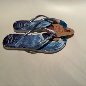 Girls Havaianas Frozen Flip Flops Size 2